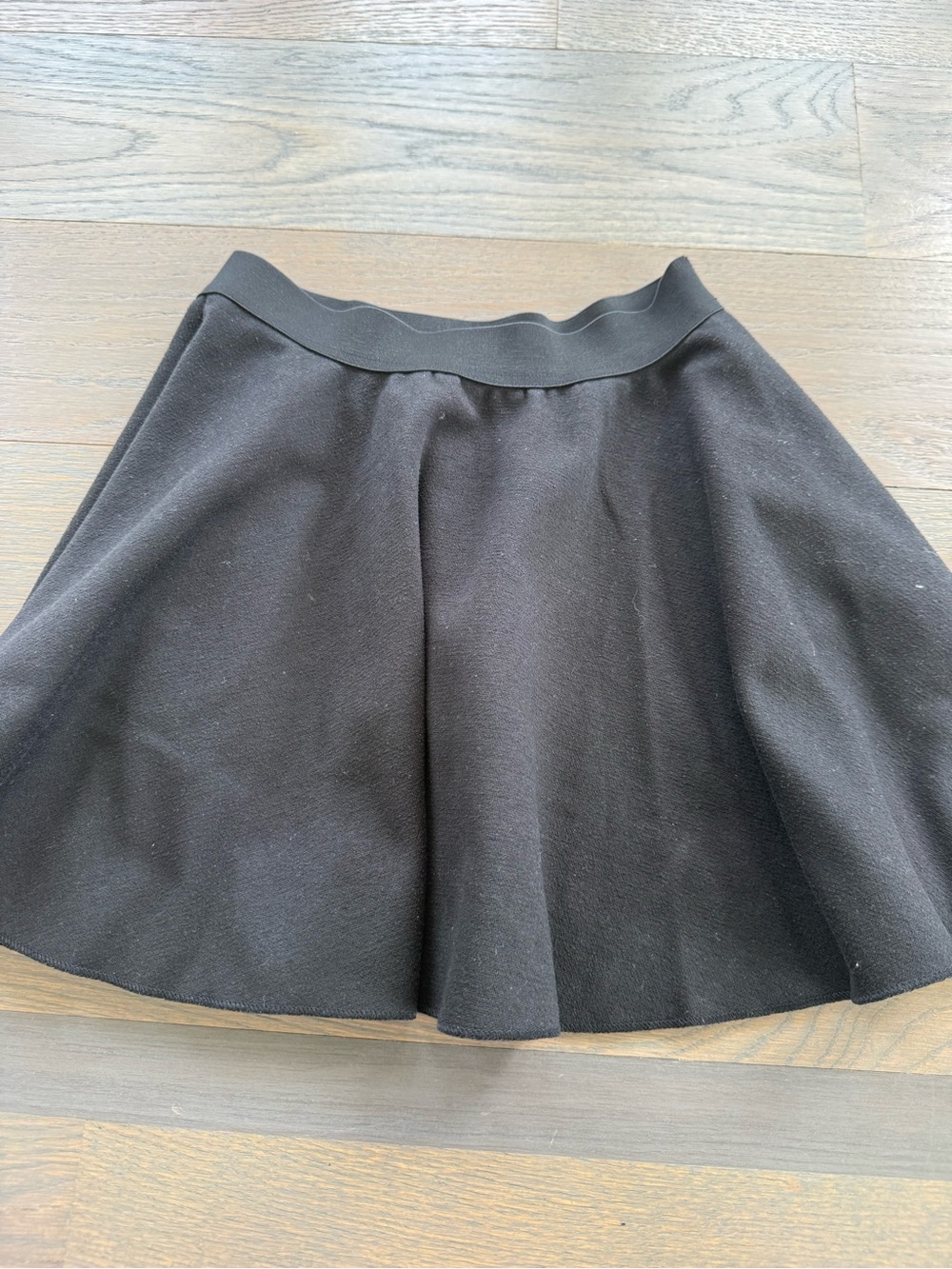 Girls' Black Flared Skirt with Elastic Waistband